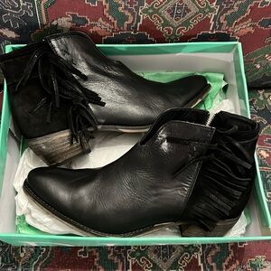 Diba True black suede fringe ankle boots